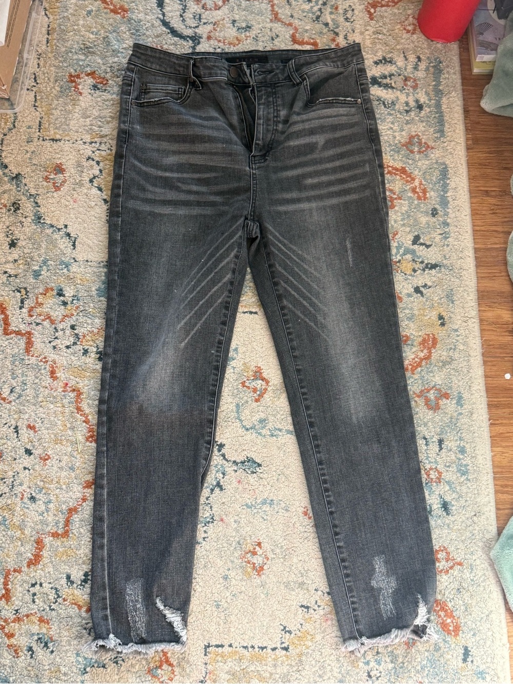 Risen Women’s Washed Black Distressed High-Rise Jeans
